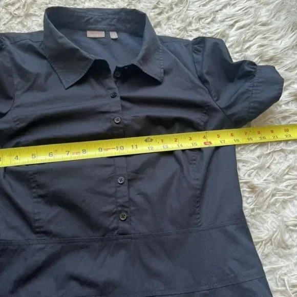 Halogen Womens Fit & Flare Black Shirt Half Button Midi Dress Collared Large - Picture 10 of 12